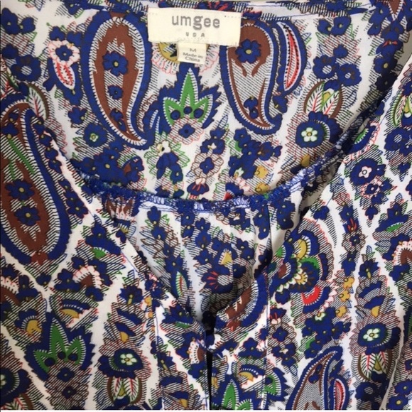 Umgee Paisley Blue Tassel Bell Sleeve Romper - Picture 5 of 8